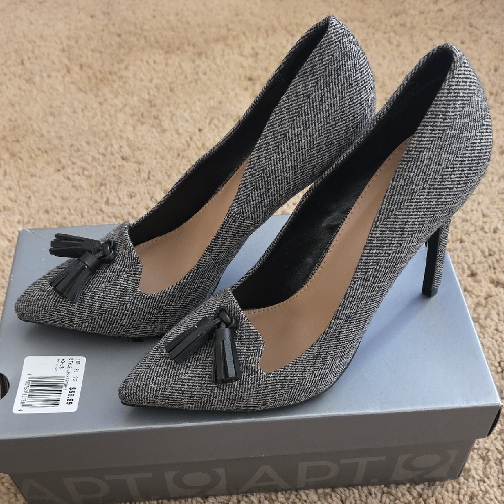 Apt 9 Classic Tassel Pointed-Toe Pumps - Gray Herringbone